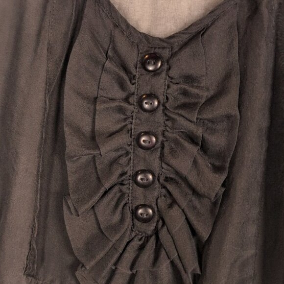 Sheer Black Sleeveless Blouse Silky Feeling - Picture 2 of 2